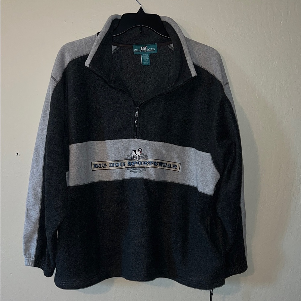 Big Dogs Black and Gray Zip-Up Sweatshirt with pockets,Dark grey/light grey
